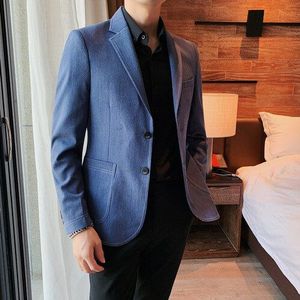 Britse Stijl Effen Kleur Mannen Blazers Slanke Business Casual Pak Jas Bruiloft Bruidegom Jurk Jas Mannelijke Street Wear Sociale Jas