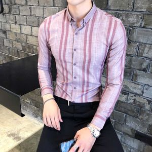 Casual Gestreepte Shirt Mannen Business Jurk Lange Mouwen Slim Fit Streetwear Kleding Camisa Sociale Masculina