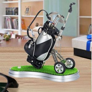 Golf Pennen Met Golftas Houder, Desktop Golftas Trolley Pennen Houder, miniatuur Golf Caddy Met Metalen Pennen En Tas Houder