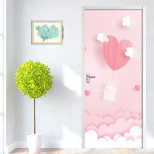 Hoek Trap Roze Deur Sticker Van 3D Waterdicht Behang Op De Deur Home Decor Zelfklevende Behang Voor Woonkamer decal