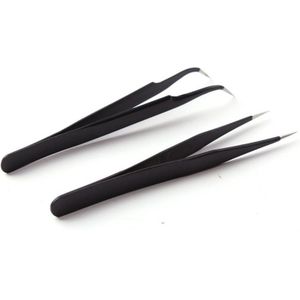 2 stks/set Antistatische Galvaniseren Rvs Gebogen Rechte Wenkbrauw Pincet mee-eter pincet DIY Nodige Tools