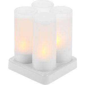 Oplaadbare Led Flickering Vlamloze Kaarsen Waxinelicht Verlichting Met Mat Cups Opladen Base Geel Licht 4/6/12 Stks/set