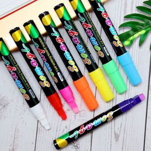 8 Kleuren Markeerstift Fluorescerende Vloeistof Krijt Marker Neon Pen Voor Led Schrijfbord Bord Glas Schilderen Graffiti Kantoor