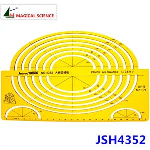 Grote ovale template grote ellips tekening heerser plastic Semi-elliptische sjablonen voor studenten Flexibele JSH4352