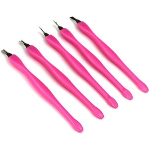 5 Stk/set Rvs Nail Cuticle Pusher Art Vork Manicure Tool Voor Trim Dode Huid Vork Nipper Pusher Trimmer Cuticle remover