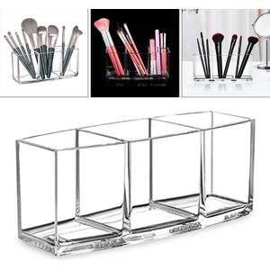 Make-Up Borstel Houder, 4 Slots Vanity Clear Cosmetische Organisator En Opslag, wenkbrauw Pen Potlood Voor Badkamer Bureau Dressoir Sieraden