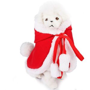 Mode Winter Kerst Hond Santa Hoed Mantel Cape Puppy Xmas Warme Kleren Kostuum Outfit