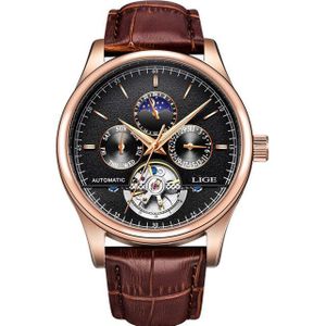 Luik Mode Horloge Luxe Lederen Tourbillon Horloge Automatische Mannen Horloge Mannen Mechanische Staal Horloges Relogio Masculino