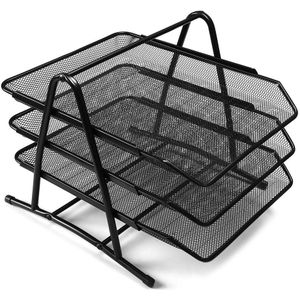 1 Pc Geometrische Mesh Metalen Draad 3 Tiers Document Organizer Bestand Plank Bestand Opslag Houder Document Lade Rack Plank Kantoor supply