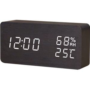 Ganxin Digitale Thermometer Hout Wekkers Moderne Vierkante Houten Wekker met Temperatuur Voice Control LED Digitale klok