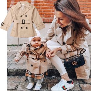 Meisjes Jas Kinderen Double-Breasted Revers Trench Lange Mouwen Jas Kids Winter Trench Met Riem Casual Slim Fit bovenkleding