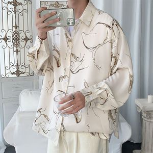 Lente Zomer Dunne Bloem Shirt Mannen Mode Afdrukken Casual Shirt Mannen Streetwear Koreaanse Lange Mouwen Shirt Heren Dress shirt