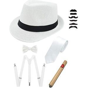 Halloween Mannen 20 S Cosplay Kostuums Accessoire 1920 S Accessoires Voor Mannen Gatsby Gangster Kostuum Set Panama Fedora Hoed