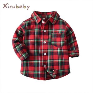 Tem Doger Jongen Shirts Herfst Kids Jongens Lange Mouwen Turn-Down Kraag Rode Plaid Kinderen 1-5 jaar Oude Peuter Jongens Top Shirt