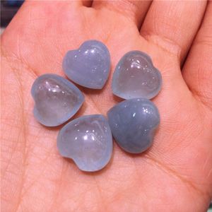 Nieuwkomers natuurlijke aquamarijn kristal lucky hart steen DIY hanger ketting 1pcs