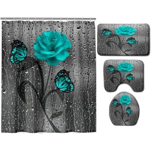 Douchegordijnen Stof Waterdicht Badkamer Gordijn Set Wc Cover Mat Antislip Tapijt Home Decor Badkamer Accessoires