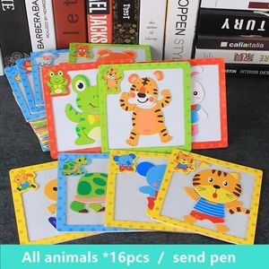 ToysParadise 3D Magnetische Puzzels Carton Voertuig/Dieren Puzzels Houten Speelgoed Voor Kinderen Educatief Baby Speelgoed