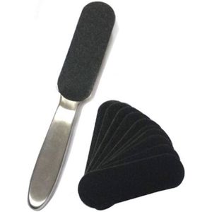 21.3Cm X 3.4Cm Pedicure Eelt Remover Rvs Voetrasp File 10 Dubbelzijdig Vervanging Grutten Pad Hak Scrubber