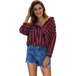 Vrouwen shirt grote mouwen gestreepte blouse