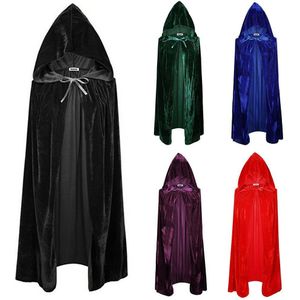 Vrouwen Mannen Gothic Hooded Vampire Cape Mantel Halloween Kostuum Fancy Dress Zwart Rood Donker Groen Paars Grim Reaper party