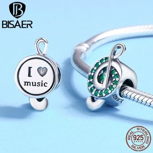 100% 925 Sterling Zilver I Love Muziek, groene Dynamische Music Note Kralen Fit Charm Zilver 925 Armband Kralen & Sieraden Maken