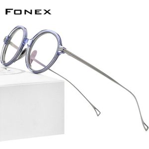 FONEX Acetaat Titanium Brilmontuur Mannen 2022 Vintage Retro Ronde Recept Bril Vrouwen Optische Spektakel Eyewear F85664