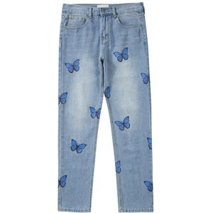 Dark Icoon Blauwe Vlinder Denim Broek High Street Mannen Broek