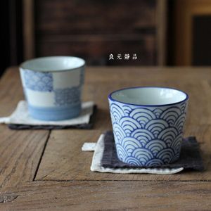 Japanse stijl keramische kopje thee boekweit noodle cup handgeschilderde blauw geverfd koffiekopje Chinese blauw en wit porselein theekopje