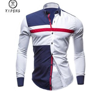 XIPENG Gloednieuwe Lente Mannen Casual shirt Mode Patchwork Lange mouwen Heren Shirts Slim Fit Overhemd Camisa Mannen Kleding M-XXL