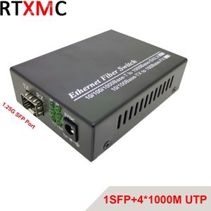 1SFP4UTP Fiber Media RJ45 Gigabit Media Converter Sfp 4*10/100/1000M Ethernet Converter Transceiver Fiber optische Schakelaar