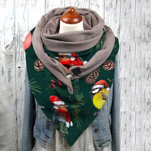 Mode Vrouwen Kerst Printing Button Soft Wrap Casual Warme Sjaals Lichtgewicht, Duurzaam, Ademend, Zacht