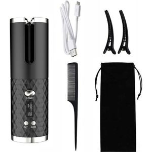 Draagbare Krultang Oplaadbare Automatische Usb Keramische Draadloze Professionele Verwarming Stok Lcd Display Spin Haar Tool
