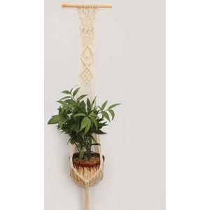 Macrame Opknoping Plant Mand Muur Plant Hanger Opknoping Plant Pot Houders Hand Knit Opknoping Planter Houten Stok Mand Wall Art