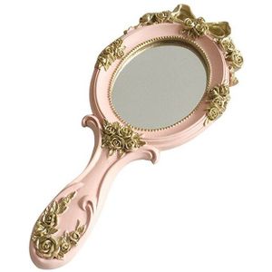 1 Pc Houten Vintage Prinses Hand Spiegels Make-Up Spiegel Rechthoek Hand Hold Cosmetische Spiegel Met Handvat Voor Christma