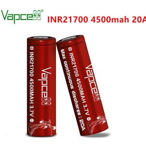 Officiële Originele Vapcell 21700 4500Mah 20A Rode Oplaadbare Li-Ion Hoge Capaciteit Oplaadbare Zaklamp Batterij