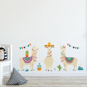 1 Pc 3 Stijlen Cartoon Lama Dieren Alpaca Muurstickers Schapen Voor Kinderen Kamers Nursery Wall Decor Home Decor Diy poster
