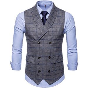 FFXZSJ Mannen Pak Vest Double Breasted Vest Slim Fit Gilet Mannen Zaken Wedding Colete Masculino Sociale Blazer Plus Size