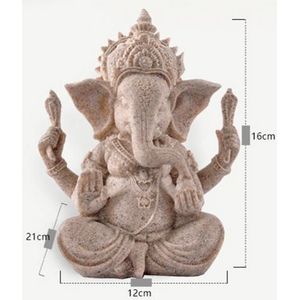 Zandsteen Hindoe Olifant Standbeeld Ganesha Boeddha Sculptuur Beeldje Home Decor