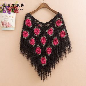 Vrouwen Gebreide Vest Bolero Hollow Out Bloemen V-hals Schouderophalen Argyle Shawl Vrouw Wilde Vesten Vrouwelijke Top PL068