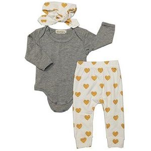 Pasgeboren Baby Bebe Zuigeling Meisje Kleding Lange Mouw Grijs Rood Hart Tops Goldden Liefde Broek Hoofdband 3Pcs Baby Meisjes kleding Sets