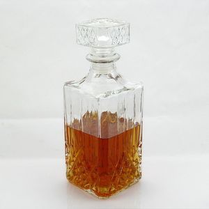 800Ml Transparante Diamant Glazen Fles Schenker Vintage Glas Liquor Whiskey Kristal Wijn Fles Drinken Decanter Karaf Bar