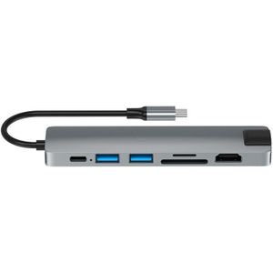 7-In-1 Usb C Adapter, Met 4K Hdmi-Compatibel, 2 Usb 3.0 Poorten, 100W Pd, Sd/Tf Kaartlezer Voor Pro