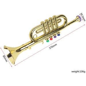 Goud 14-1/2 Inch Trompet Met 4 Gekleurde Toetsen, Musical Wind Instrument Muziek Speelgoed Voor Kinderen, leren & Entertainment