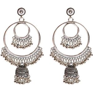 Retro Indian Sieraden Jhumka Jhumki Oorbellen Gypsy Goud Zilver Kleur Kwastje Oorbellen Voor Vrouwen Mode-sieraden