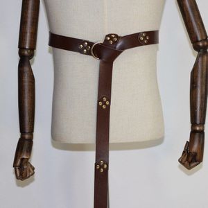Middeleeuwse Renaissance Taille Ring Riem Kostuum Accessoire Onderdelen Voor Volwassen Mannen Viking Knight Piraat Cosplay Larp Lederen Lus Gesp