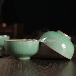 65 ml pruim groen Gaiwan Theewaar kungfu Teasets Chinese Longquan Celadon Theekopje Aardewerk China Porselein koffiekopje keramische kopjes