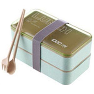 1000 Ml 2 Lagen Tarwe Stro Bento Box Portable Lunchbox Voedsel Container Materiaal Microwavable Servies Lunchbox