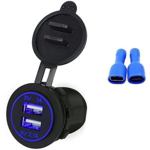 Universele Motorfiets Auto Laders Dual Usb Lader Met Led Licht 3.1A Snel Opladen Voor Auto Vrachtwagen Boot Usb apparaat