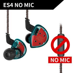 Kz ES4 1DD + 1BA Hybrid Hifi Oortelefoon Dynamische Driver Noise Cancelling Headset In-Ear Oortelefoon Vervanging Kabel AS10 ZS10 S1 S2