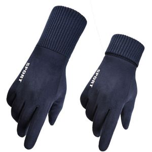 Laag Suède Mannen Dikke Warme Handschoenen Grijs Winter Handschoenen Zwart